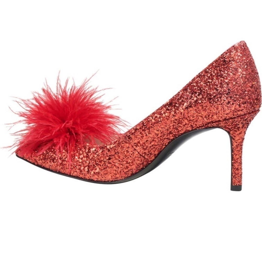 🆕kate spade new york Marabou PomPom All Over Glitter Pointed Toe Stiletto Pump - Picture 2 of 9